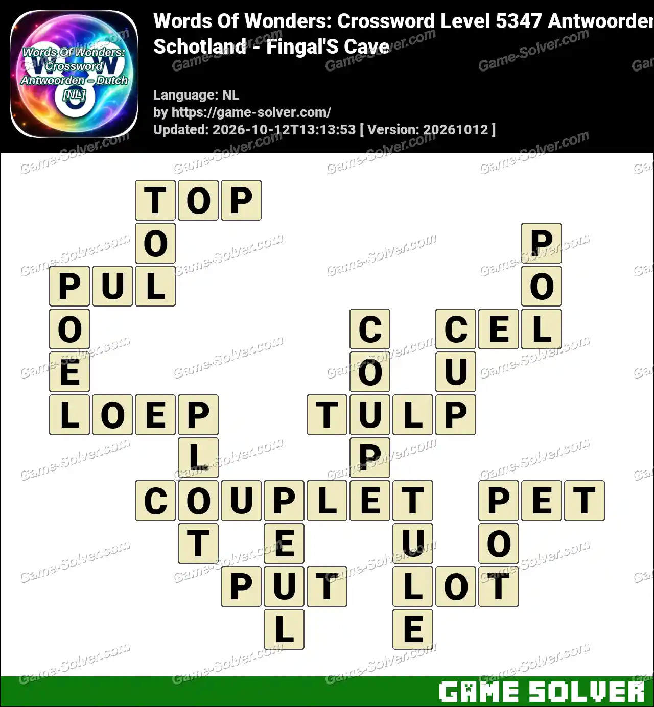 Words Of Wonders: Crossword Level 5347 Antwoorden – Schotland – Fingal’S Cave